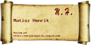 Matisz Henrik névjegykártya